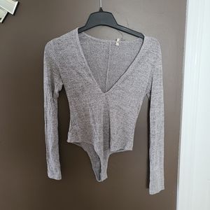 Grey Low-cut bodysuit